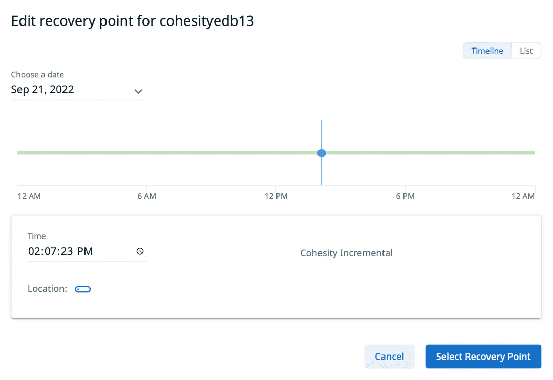 Cohesity Recovery Point